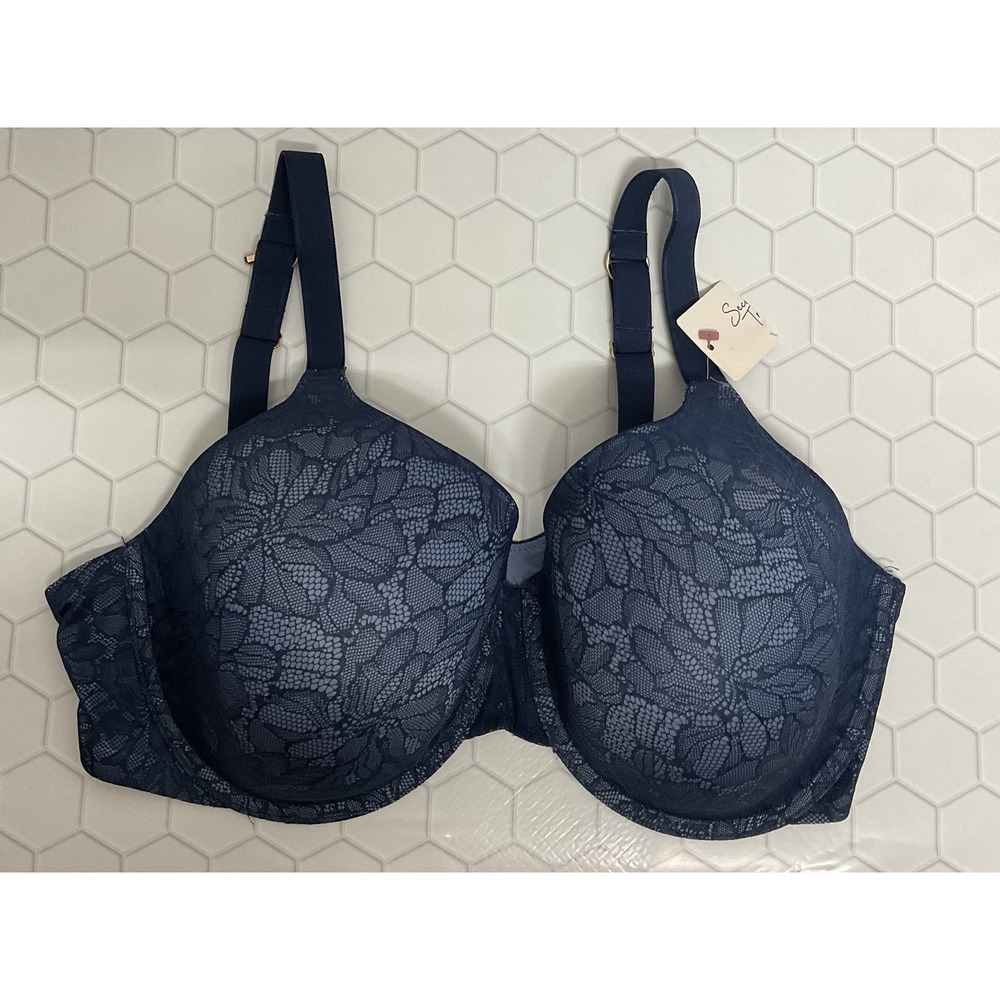 New 42D Secret Treasures Women's Luxe Lace Full Coverage T Shirt Bra Blue U pick